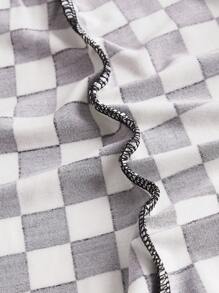 SHEIN EZwear Vestido con botones y estampado de cuadros para verano, talla grande - Blanco y Negro - Ver 3