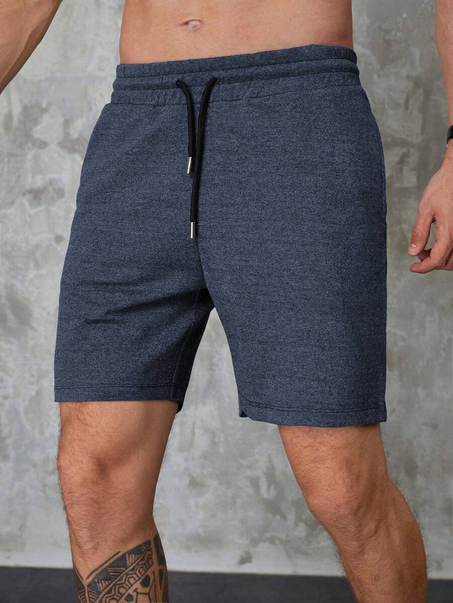 RueChic Men Drawstring Waist Shorts - Blue - View 1