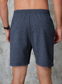 RueChic Men Drawstring Waist Shorts - Blue - View 2