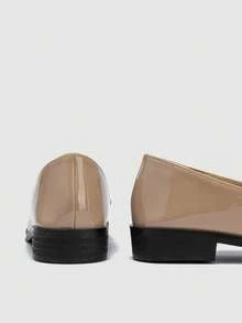 Ladies' Simple Square Toe Loafers Flat Shoes - Apricot - View 8