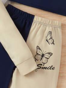 SHEIN 女大童蝴蝶圖案吊帶上衣和運動褲&雙色連帽衫 - 彩色 - 查看 4