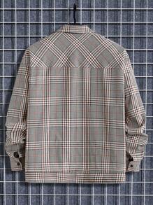 Mainfolk Loose Fit Men's Plaid Print Drop Shoulder Jacket (Without T-Shirt) - Multicolor - View 2