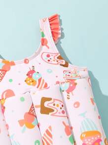 Chica Joven Bañador una pieza con flotador con estampado de dibujos animados - Multicolor - Ver 4