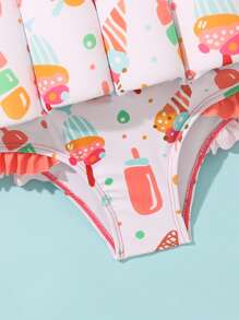 Chica Joven Bañador una pieza con flotador con estampado de dibujos animados - Multicolor - Ver 5