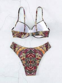 波斯里紋推桿比基尼套裝 - 彩色 - 查看 3