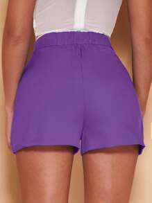SHEIN BAE High Waist Solid Shorts - Violet Purple - View 2