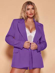 SHEIN BAE High Waist Solid Shorts - Violet Purple - View 6