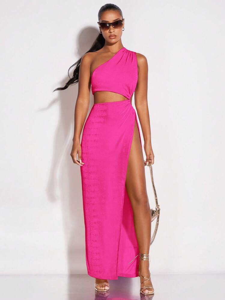 SHEIN BAE One Shoulder Cut Out Split Thigh Dress | SHEIN