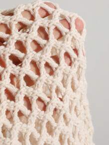 DAZY Áo len hở vai thả vai không có áo ba lỗ trong suốt - Màu be - Xem 8