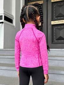 SHEIN Leap Crew Áo khoác thể thao tay lỡ SLAYR Young Girl Young Girl Space Dye Zip Up Raglan - Màu Hồng Tươi - Xem 2