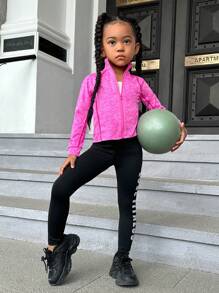 SHEIN Leap Crew Áo khoác thể thao tay lỡ SLAYR Young Girl Young Girl Space Dye Zip Up Raglan - Màu Hồng Tươi - Xem 3