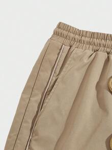 Manfinity Hypemode Men Drawstring Waist Split Hem Shorts - Khaki - View 4