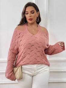 SHEIN Essnce Pullover mit schulterfrei Pointelle Strick