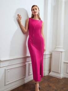 MOTF PREMIUM EMBELLISHED CUTOUT DRESS - Hot Pink - View 2