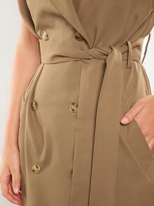 BizChic Double Breasted Belted Dress - Khaki - View 7