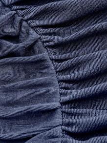 SHEIN MOD 褶邊木耳邊後綁帶T恤 - 藏蓝色 - 查看 4