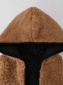 SHEIN Baby Girls' Thick Reversible Diamond Grid Fleece Vest Coat - Black - View 4