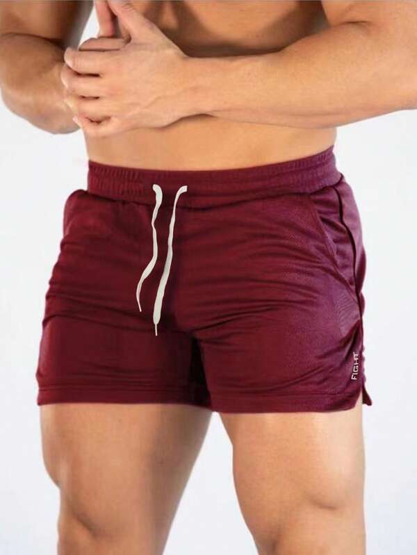 Manfinity Sport Corelite Stil Boyfriend Bărbați Literă Grafică Snur Taie Pantaloni Pantaloni Scurt Sport