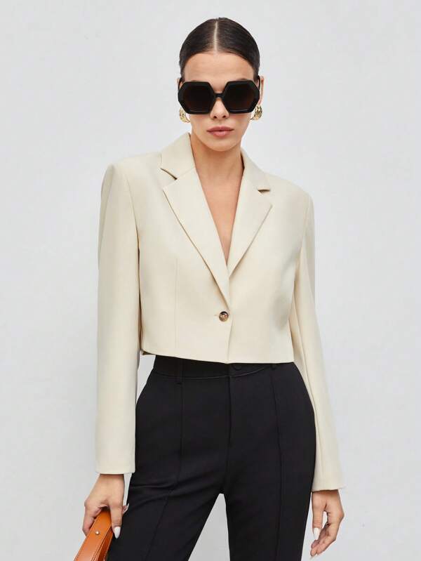 SHEIN BIZwear Lapel Neck Single Button Blazer Workwear SHEIN USA