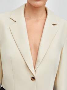 BizChic Cổ áo Nút đơn Áo vest Trang phục làm việc - Màu be - Xem 8