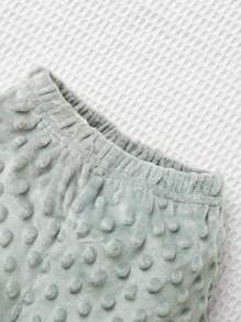 Baby Girl 2pcs Solid Flannel Trousers - Multicolor - View 3