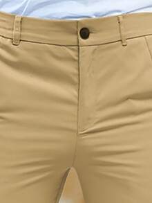 Manfinity Mode Nam Chất rắn Túi nghiêng Quần tây - Màu Khaki - Xem 3