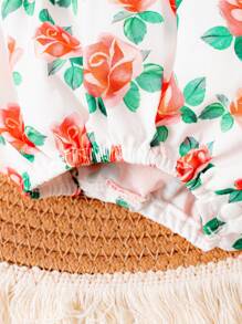 嬰兒印花彼得潘領泡泡袖連身背心 - 彩色 - 查看 5