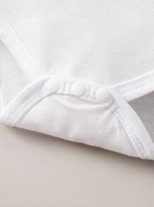Baby Boy Cartoon Graphic Contrast Binding Polo Neck Bodysuit - White - View 8