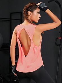 Powerista Débardeur de sport à dos nageur avec motif tie-dye et poche pour téléphone