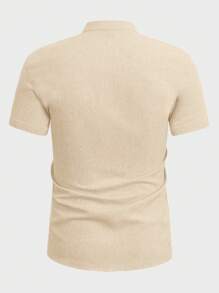 Manfinity VCAY Hombres Camisa de cuello alto con parche de bolsillo