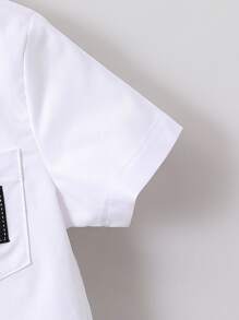 SHEIN Young Boy Letter Patched Detail Shirt & Shorts Without Tee - Multicolor - View 6