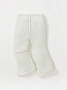 Cozy Pixies Baby Girl 2pcs Lettuce Trim Flare Leg Pants Chic Outfits For Autumn/Winter - Black and White - View 12