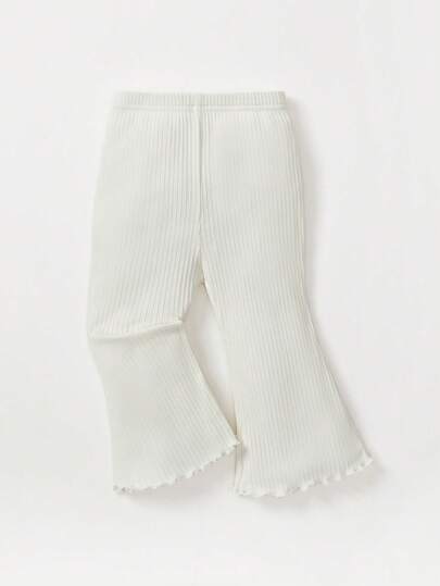 Cozy Pixies Baby Girl 2pcs Lettuce Trim Flare Leg Pants Chic Autumn/Winter