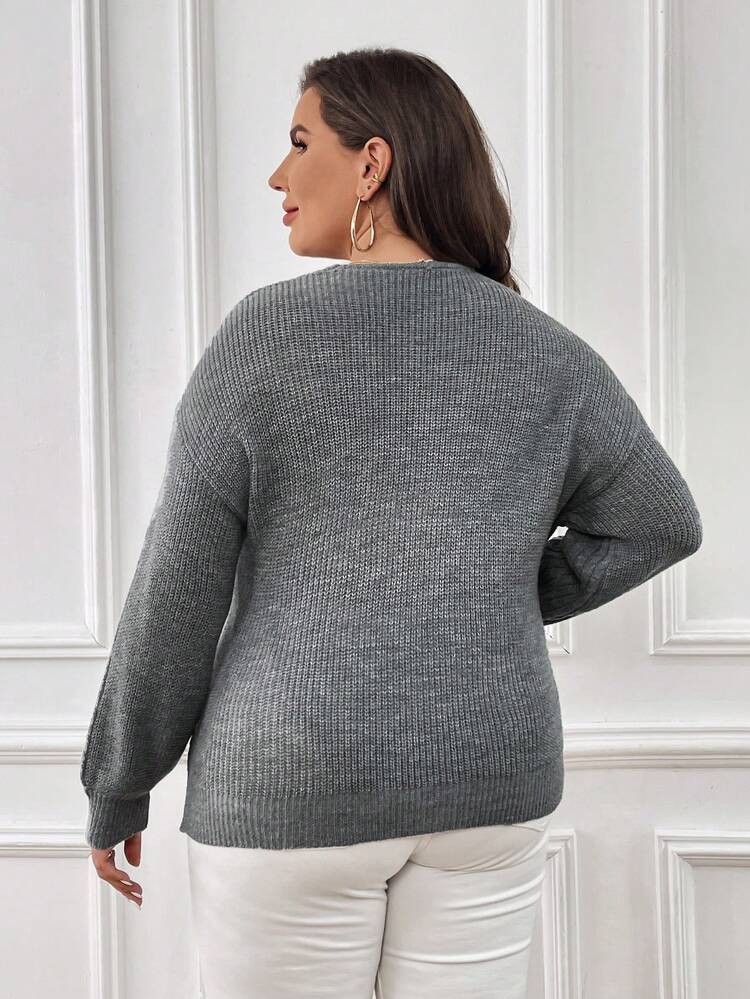 Plus Surplice Neck Batwing Sleeve Sweater
