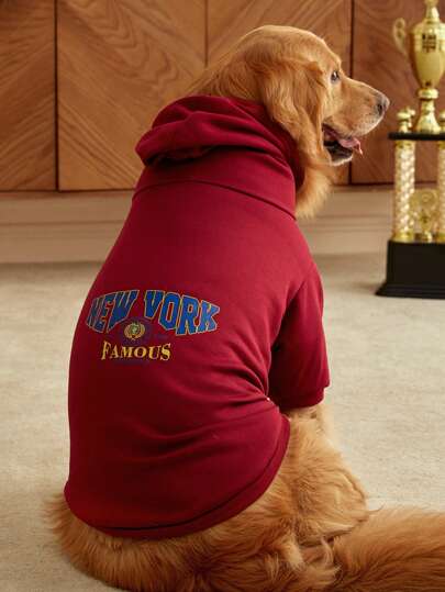 Romwe Wine Red Sweatshirt Jersey Big Dog Clothes Pet Hoodie