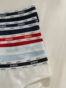 5pack Letter Graphic Tape Waist Contrast Binding Brief - Multicolor - View 8