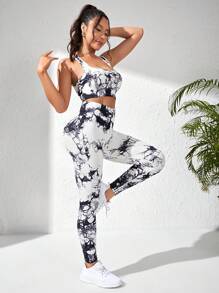 Tie Dye Crisscross Back Sports Set - Multicolor - View 3