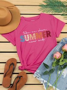 SHEIN LUNE 字母圖案T恤