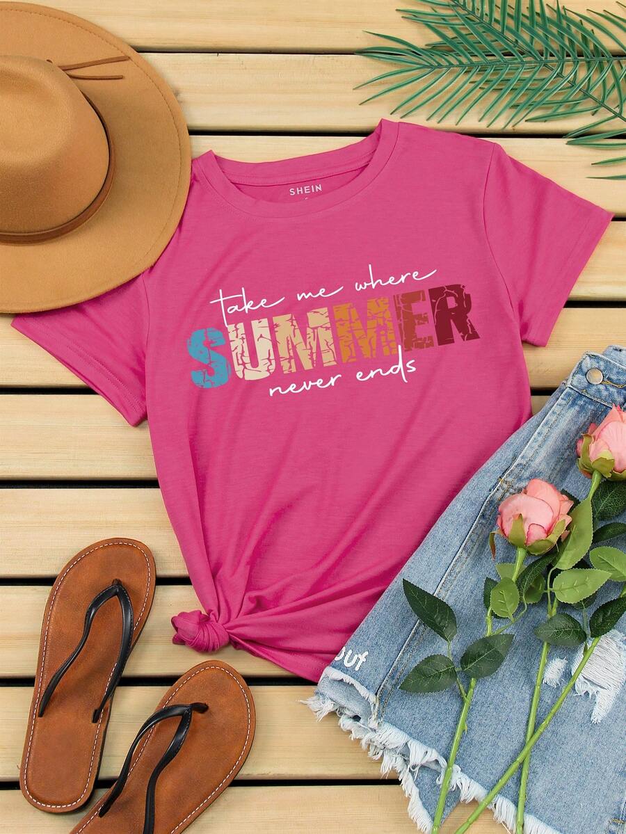 SHEIN LUNE 字母圖案T恤