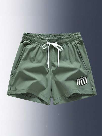 Men Letter Graphic Drawstring Waist Shorts