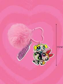 The Powerpuff Girls | ROMWE 1pc Women Figure & Letter Charm Fashionable Keychain For Key Decoration, Valentines - Multicolor - View 3