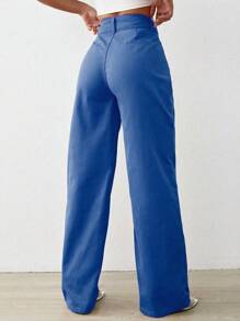 Solid Wide Leg Jeans - Medium Wash - View 2