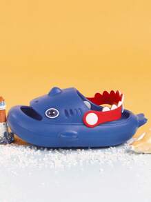 Children's Blue Cartoon Design Two-Wear Flat Sandals - Royal Blue - View 3