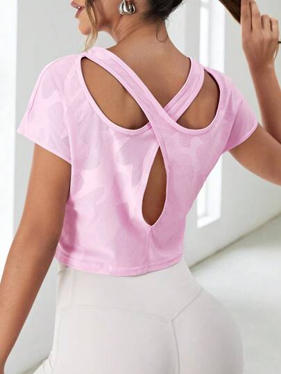 SHEIN Sovereign Charm 3 件装 几何印花弧形下摆运动 T 恤 健身上衣 运动背心