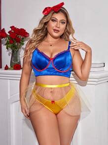 Talla grande Set disfraz de color combinado con aro de cuerda V con banda de pelo - Multicolor - Ver 3