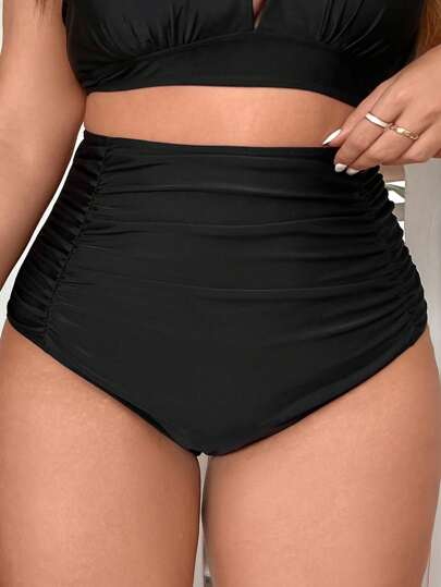 Swim Basics Plus Rynkad Hög Midja Bikini Underdelar