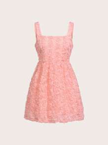 SHEIN MOD Solid Fuzzy Cami Dress - Pink - View 1