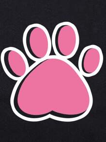 INAWLY 卡通图案袋鼠口袋抽绳连帽衫，长袖上衣 - 黑色 - 查看 3