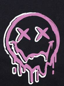 INAWLY 卡通图案袋鼠口袋抽绳连帽衫，长袖上衣 - 黑色 - 查看 4