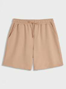RueChic Men Solid Tee & Drawstring Waist Shorts - Beige - View 4